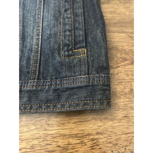 Third Army Denim JEAN JACKET cut-off Sleeves Size Medium Blue Biker - Picture 6 of 8